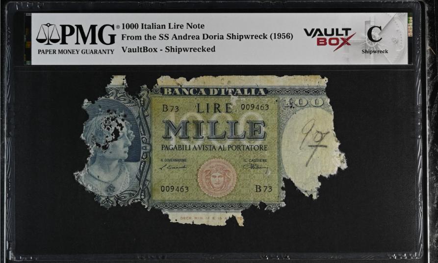 Andrea Doria 1000 Italian Lire Note PMG Shipwreck "C" Front