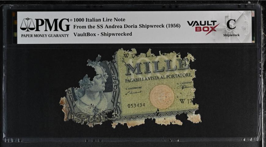 Andrea Doria 1000 Italian Lire Note PMG Shipwreck "C" Front