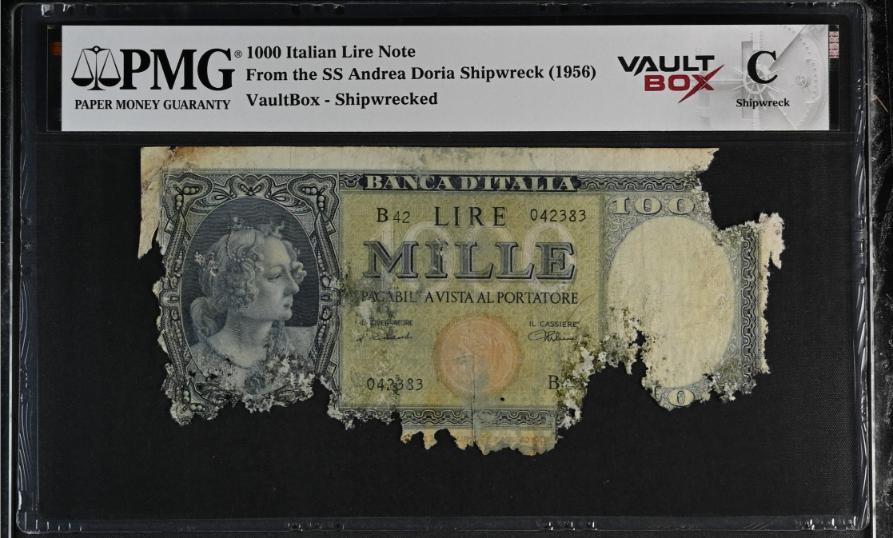 Andrea Doria 1000 Italian Lire Note PMG Shipwreck "C" Front