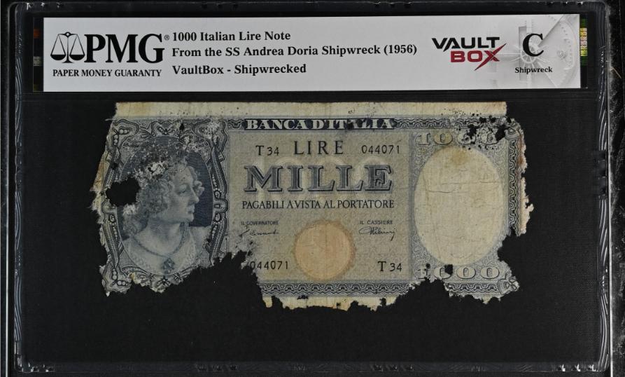 Andrea Doria 1000 Italian Lire Note PMG Shipwreck "C" Front