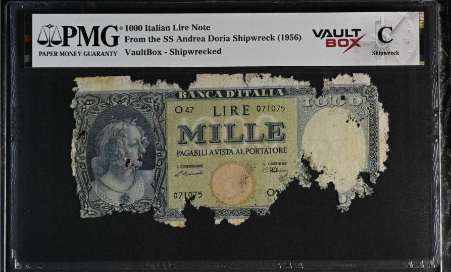 Andrea Doria 1000 Italian Lire Note PMG Shipwreck "C" Front
