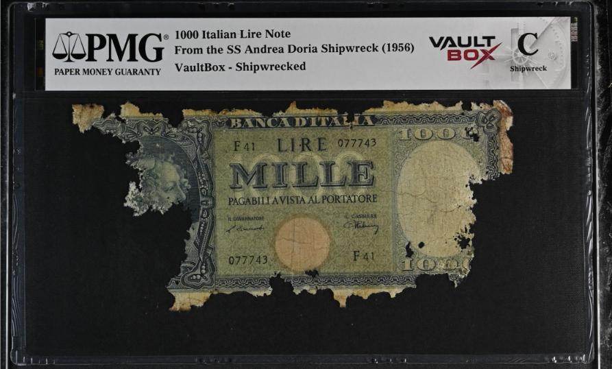 Andrea Doria 1000 Italian Lire Note PMG Shipwreck "C" Front