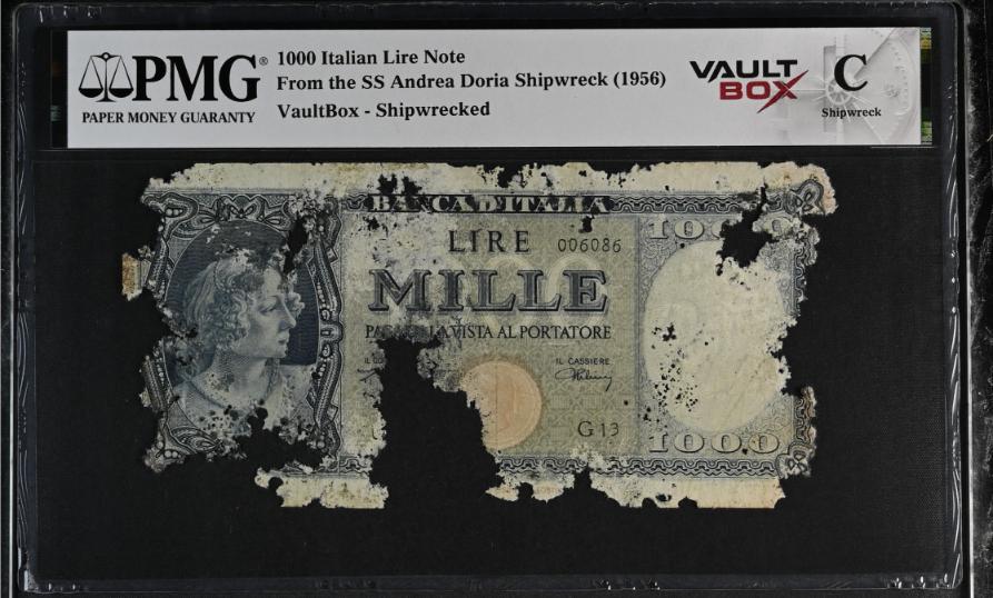 Andrea Doria 1000 Italian Lire Note PMG Shipwreck "C" Front