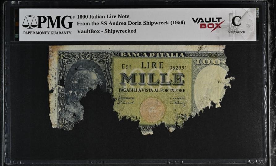 Andrea Doria 1000 Italian Lire Note PMG Shipwreck "C" Front