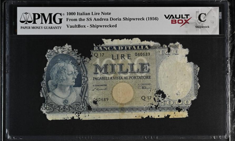 Andrea Doria 1000 Italian Lire Note PMG Shipwreck "C" Front