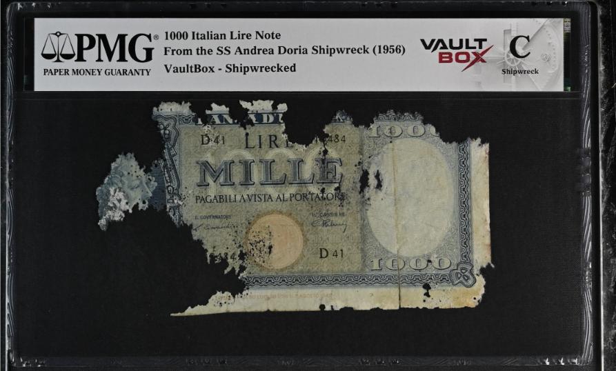 Andrea Doria 1000 Italian Lire Note PMG Shipwreck "C" Front