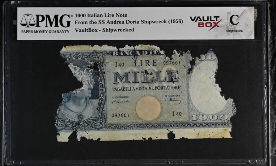 Andrea Doria 1000 Italian Lire Note PMG Shipwreck "C" Front
