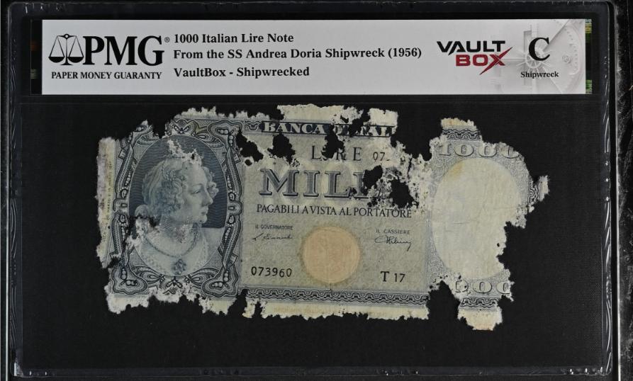 Andrea Doria 1000 Italian Lire Note PMG Shipwreck "C" Front