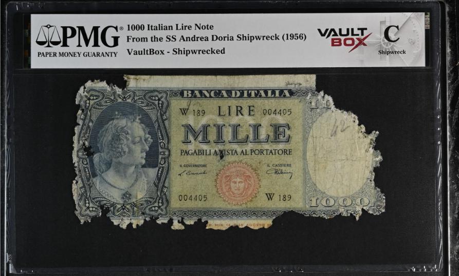 Andrea Doria 1000 Italian Lire Note PMG Shipwreck "C" Front