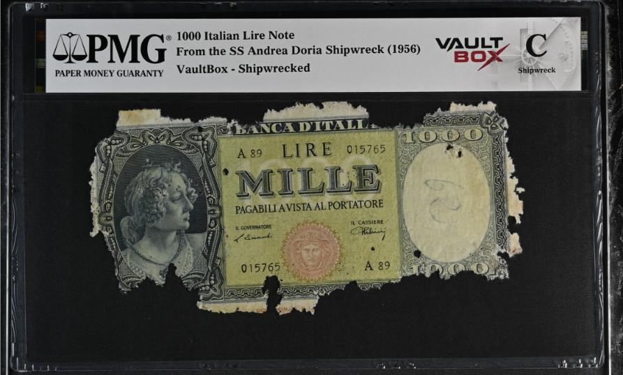 Andrea Doria 1000 Italian Lire Note PMG Shipwreck "C" Front