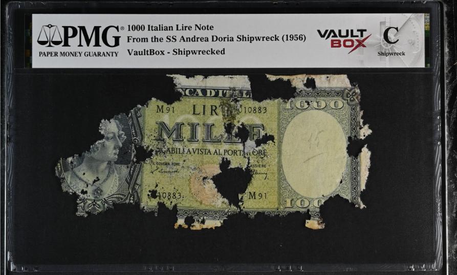 Andrea Doria 1000 Italian Lire Note PMG Shipwreck "C" Front