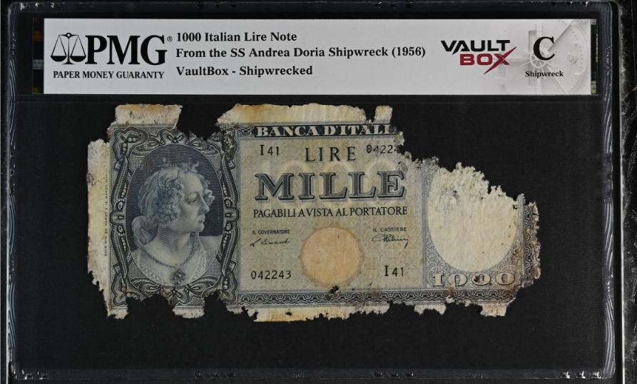 Andrea Doria 1000 Italian Lire Note PMG Shipwreck "C" Front