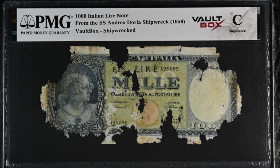 Andrea Doria 1000 Italian Lire Note PMG Shipwreck "C" Front