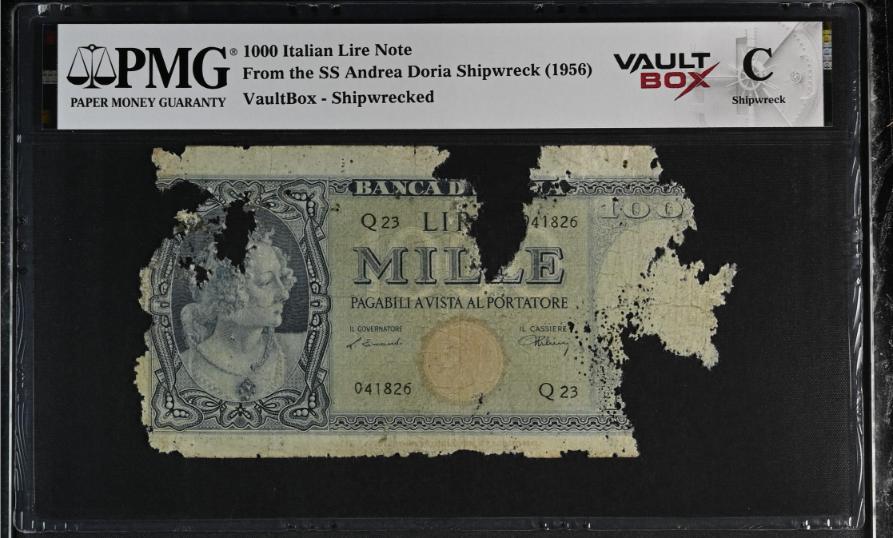 Andrea Doria 1000 Italian Lire Note PMG Shipwreck "C" Front