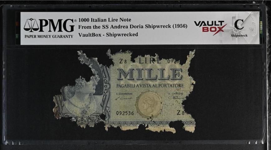 Andrea Doria 1000 Italian Lire Note PMG Shipwreck "C" Front