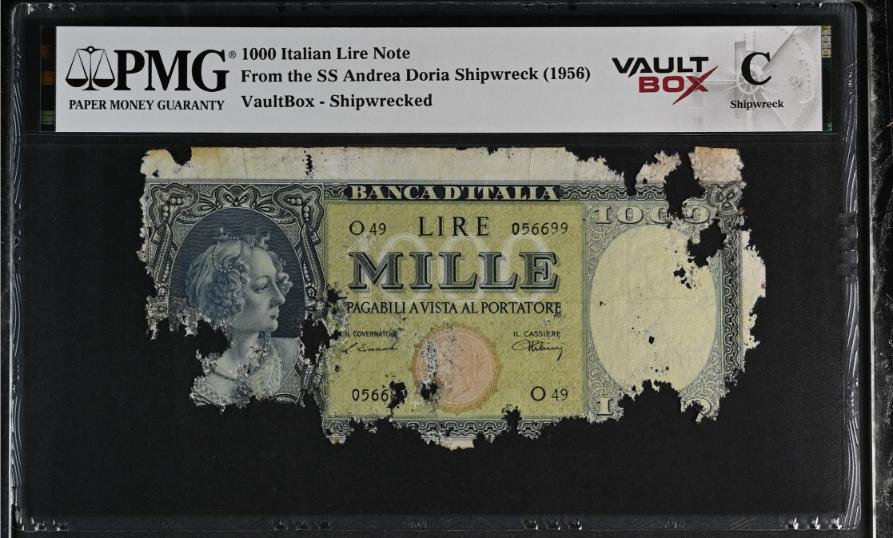 Andrea Doria 1000 Italian Lire Note PMG Shipwreck "C" Front