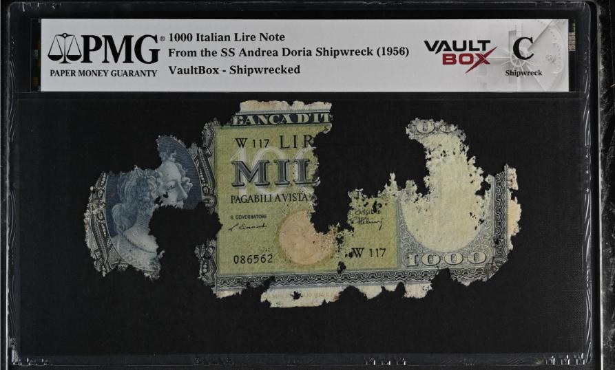 Andrea Doria 1000 Italian Lire Note PMG Shipwreck "C" Front
