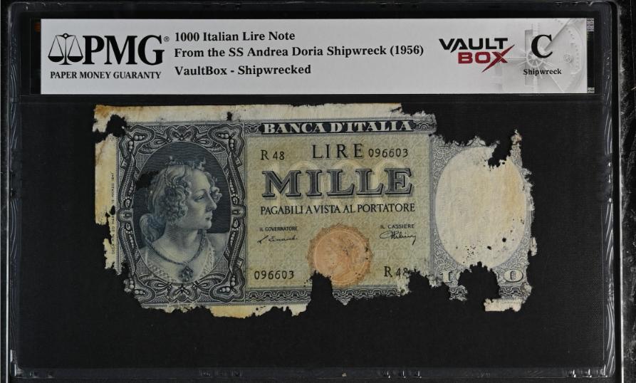Andrea Doria 1000 Italian Lire Note PMG Shipwreck "C" Front