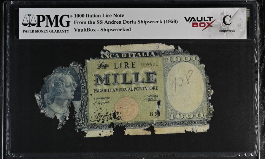 Andrea Doria 1000 Italian Lire Note PMG Shipwreck "C" Front