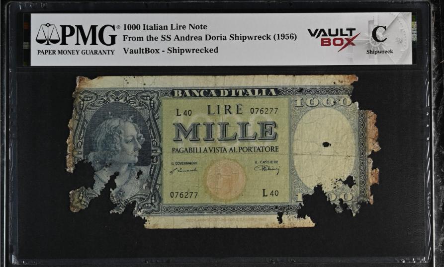 Andrea Doria 1000 Italian Lire Note PMG Shipwreck "C" Front