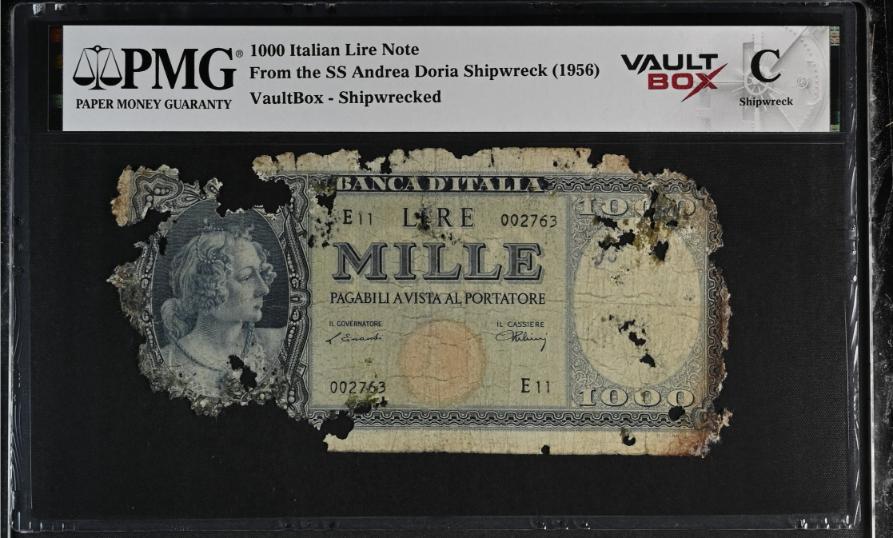 Andrea Doria 1000 Italian Lire Note PMG Shipwreck "C" Front