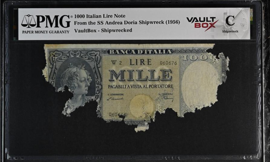 Andrea Doria 1000 Italian Lire Note PMG Shipwreck "C" Front