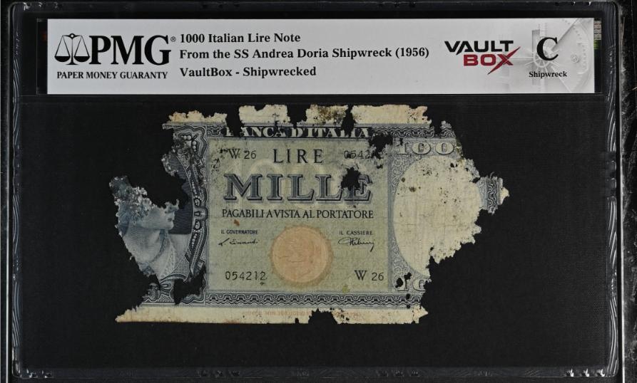 Andrea Doria 1000 Italian Lire Note PMG Shipwreck "C" Front