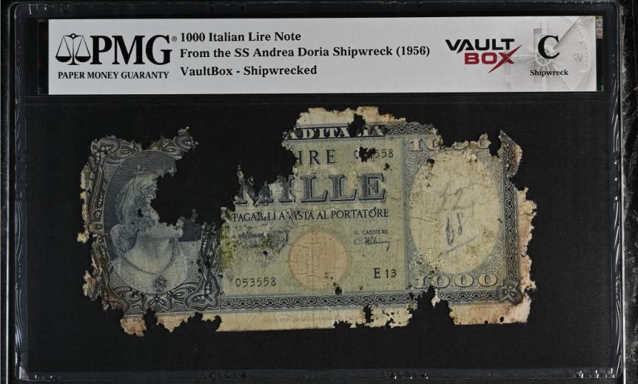 Andrea Doria 1000 Italian Lire Note PMG Shipwreck "C" Front