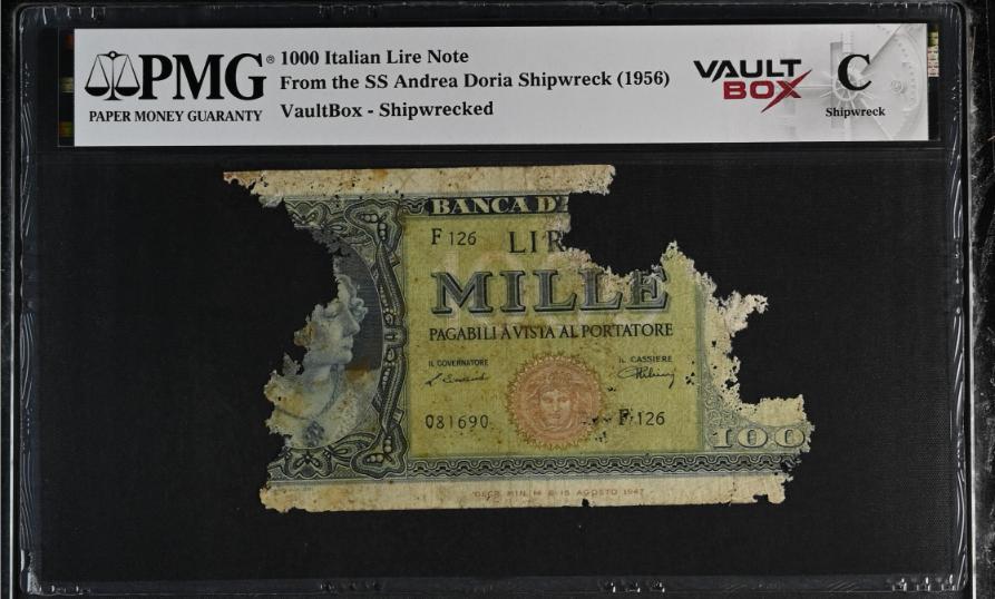 Andrea Doria 1000 Italian Lire Note PMG Shipwreck "C" Front