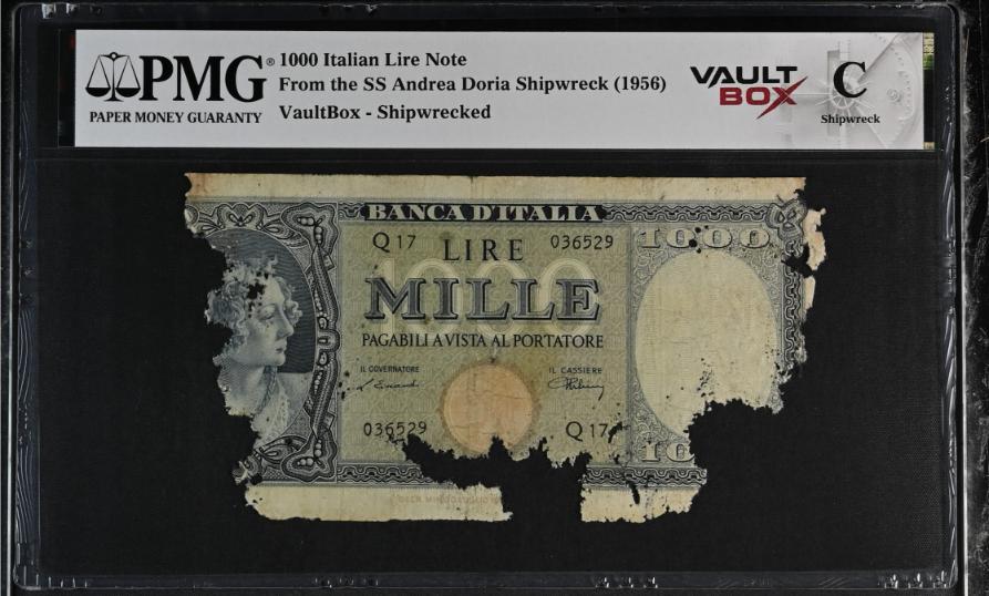 Andrea Doria 1000 Italian Lire Note PMG Shipwreck "C" Front