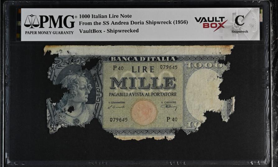 Andrea Doria 1000 Italian Lire Note PMG Shipwreck "C" Front