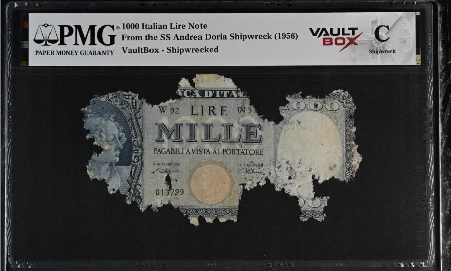 Andrea Doria 1000 Italian Lire Note PMG Shipwreck "C" Front