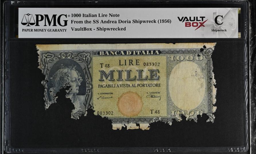 Andrea Doria 1000 Italian Lire Note PMG Shipwreck "C" Front