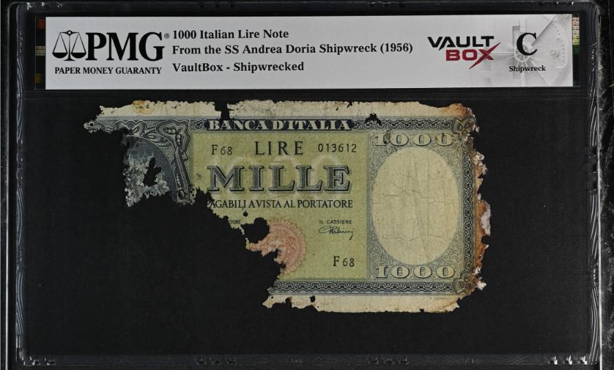 Andrea Doria 1000 Italian Lire Note PMG Shipwreck "C" Front