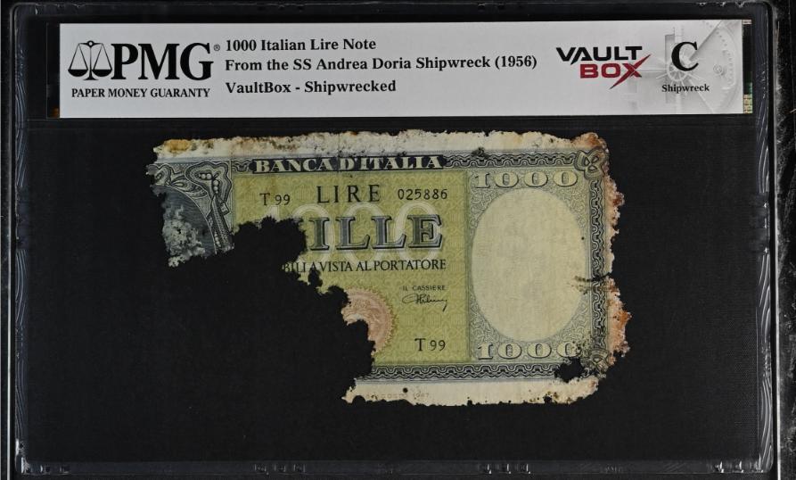 Andrea Doria 1000 Italian Lire Note PMG Shipwreck "C" Front