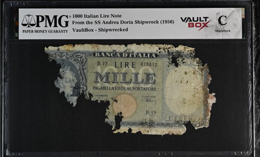 Andrea Doria 1000 Italian Lire Note PMG Shipwreck "C" Front