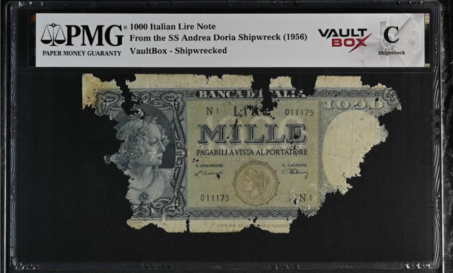 Andrea Doria 1000 Italian Lire Note PMG Shipwreck "C" Front
