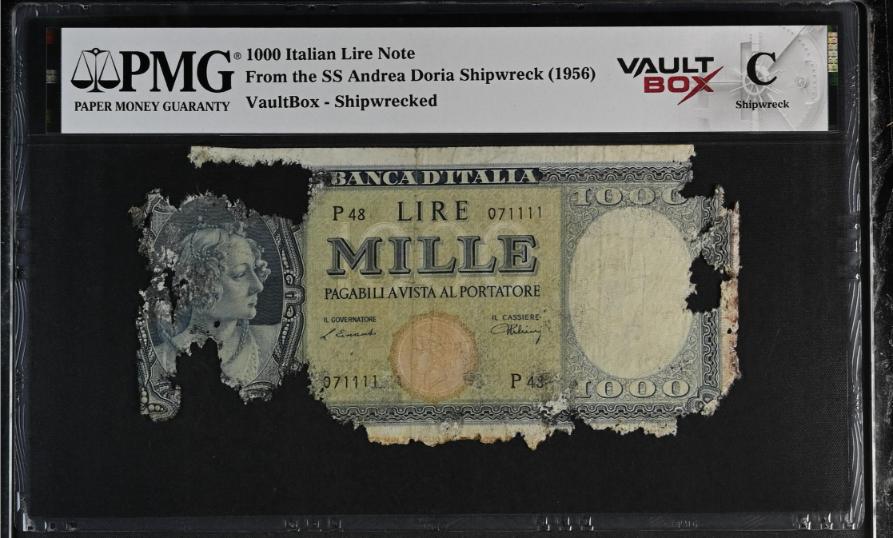 Andrea Doria 1000 Italian Lire Note PMG Shipwreck "C" Front