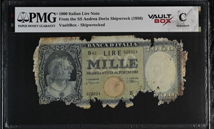 Andrea Doria 1000 Italian Lire Note PMG Shipwreck "C" Front