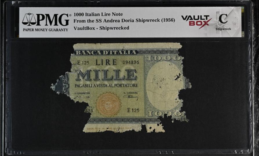 Andrea Doria 1000 Italian Lire Note PMG Shipwreck "C" Front