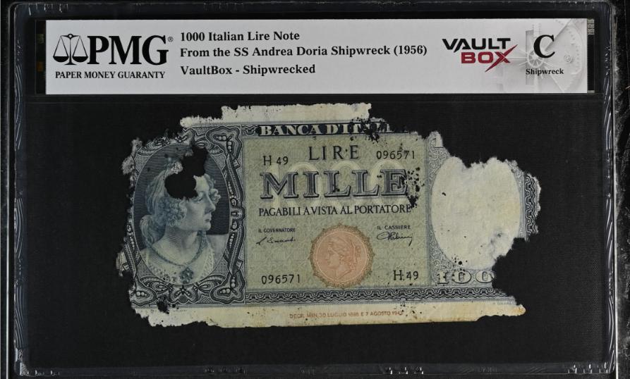 Andrea Doria 1000 Italian Lire Note PMG Shipwreck "C" Front