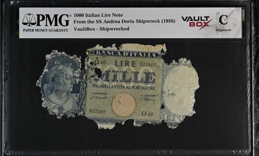 Andrea Doria 1000 Italian Lire Note PMG Shipwreck "C" Front