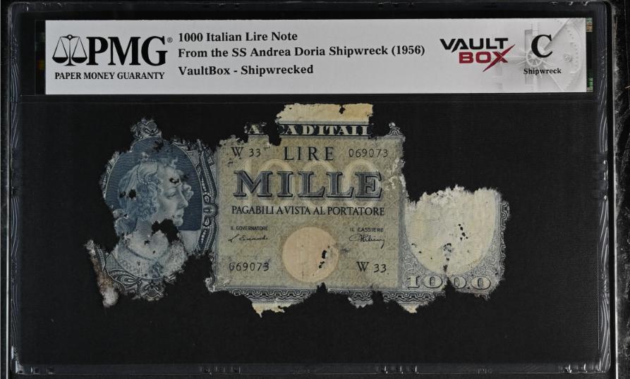 Andrea Doria 1000 Italian Lire Note PMG Shipwreck "C" Front