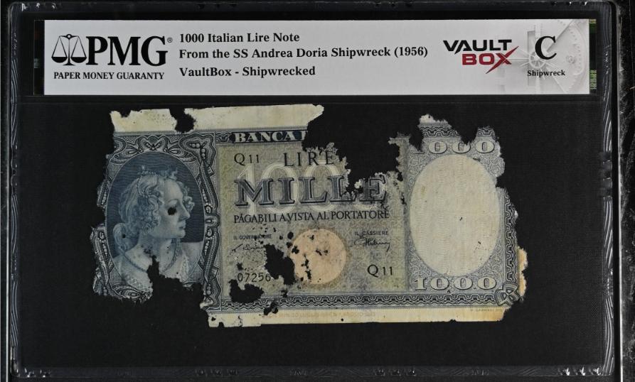 Andrea Doria 1000 Italian Lire Note PMG Shipwreck "C" Front
