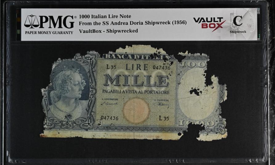 Andrea Doria 1000 Italian Lire Note PMG Shipwreck "C" Front