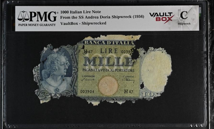 Andrea Doria 1000 Italian Lire Note PMG Shipwreck "C" Front