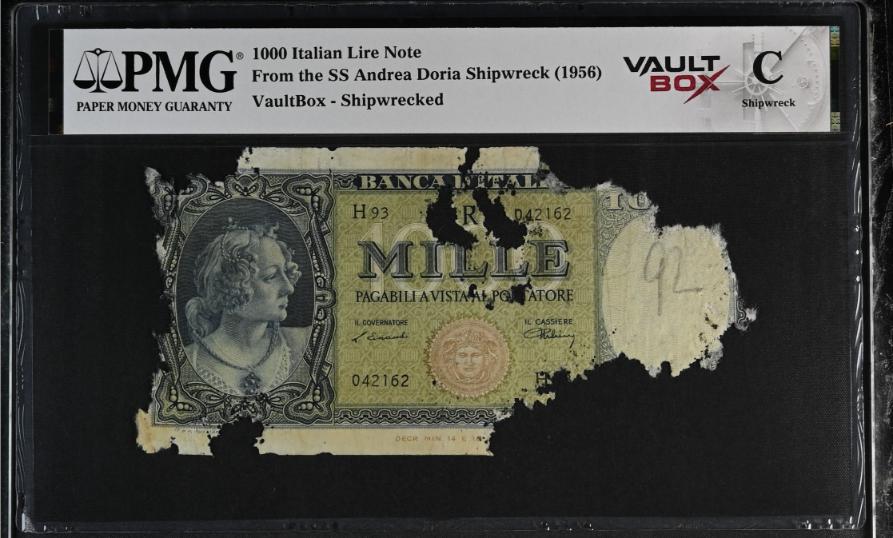 Andrea Doria 1000 Italian Lire Note PMG Shipwreck "C" Front