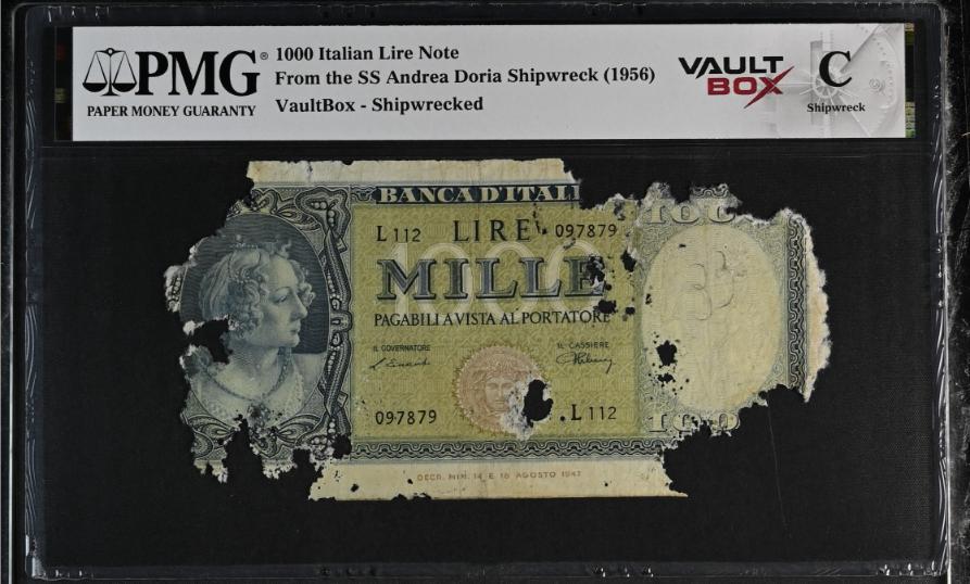 Andrea Doria 1000 Italian Lire Note PMG Shipwreck "C" Front