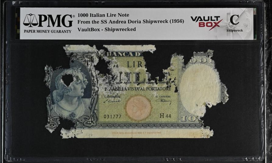 Andrea Doria 1000 Italian Lire Note PMG Shipwreck "C" Front