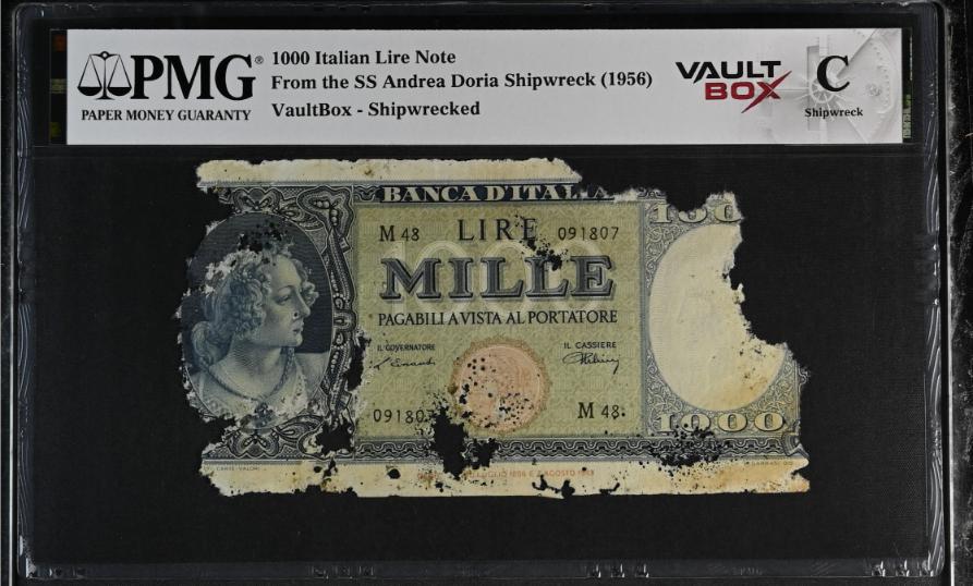 Andrea Doria 1000 Italian Lire Note PMG Shipwreck "C" Front